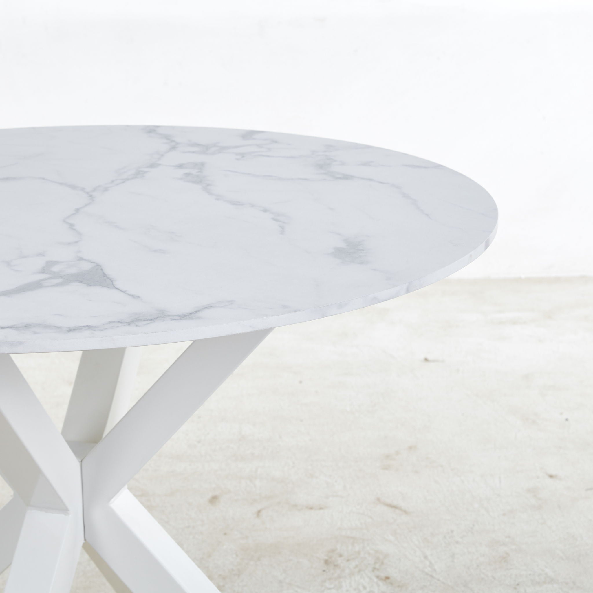 Cross Leg Dining Table With Round Top, For 4 - 6 People - White