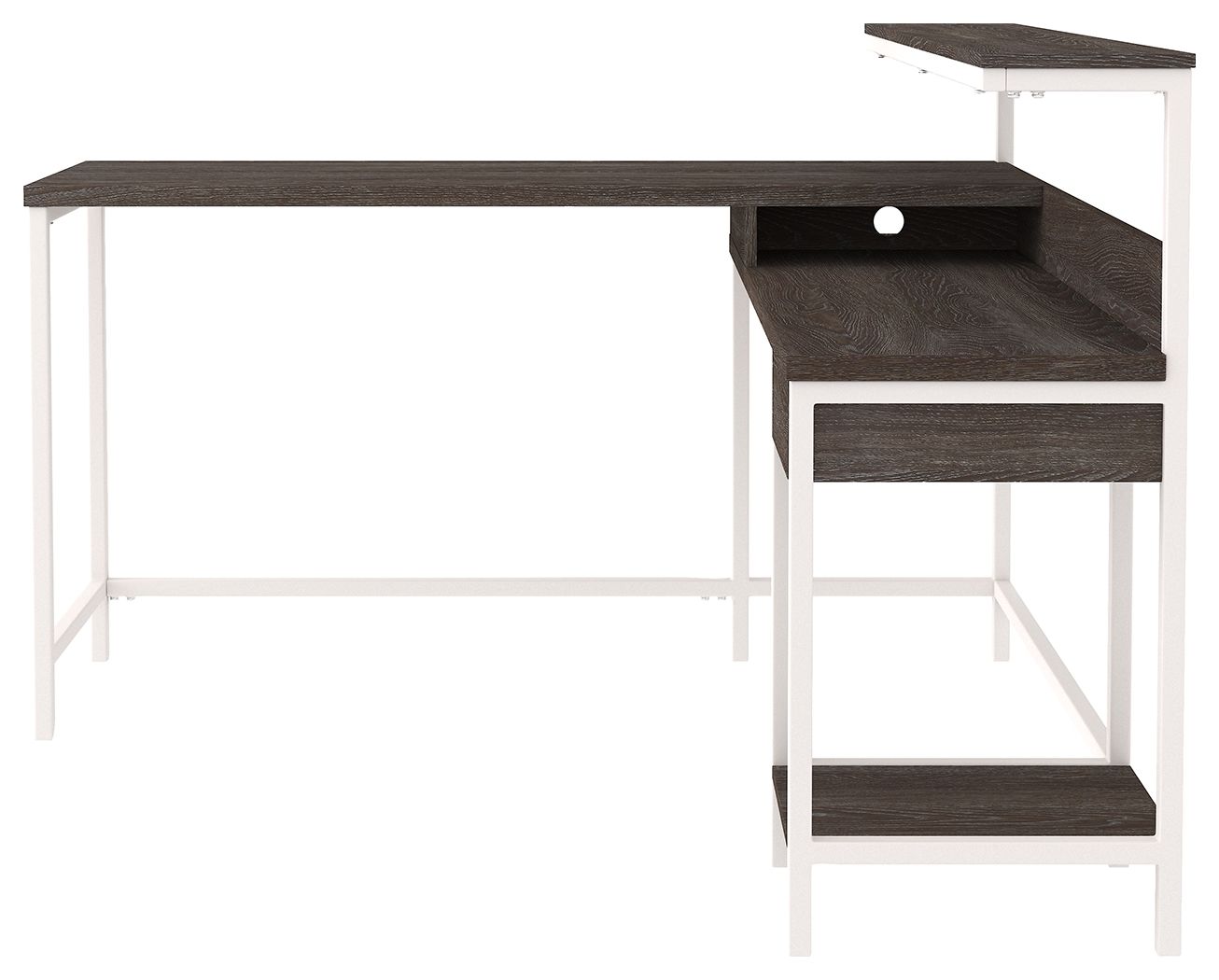 Ashley Furniture Dorrinson - White / Black / Gray - L-desk With Storage | Meri Furniture