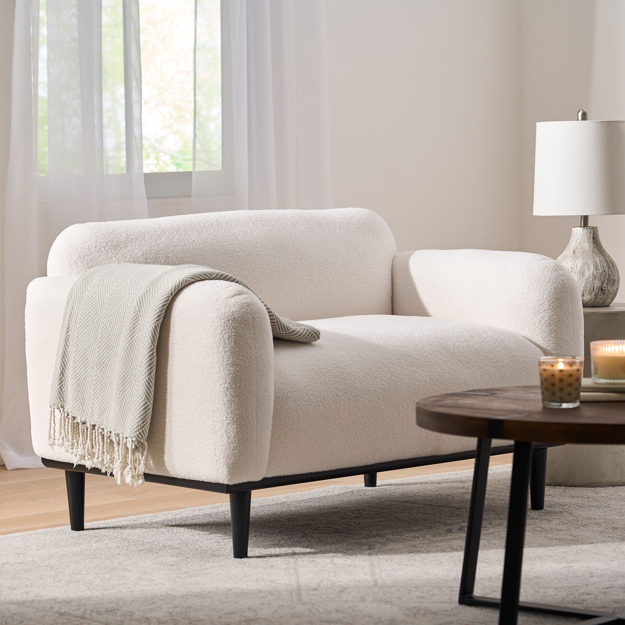 Sway - Upholstered Loveseat With Wood Legs And Round Arms