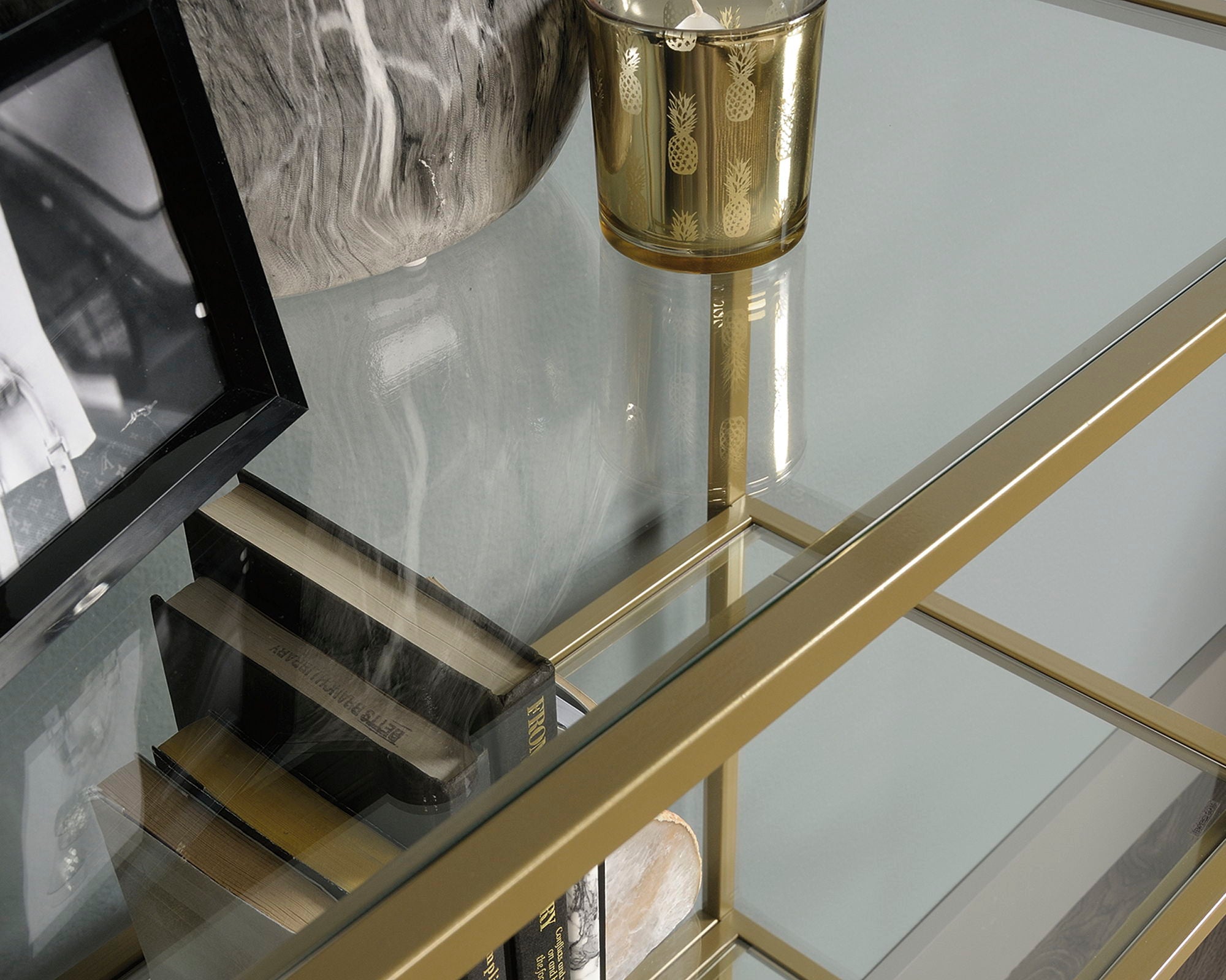 Inter Lux 5-Shelf Bookcase Satin Gold