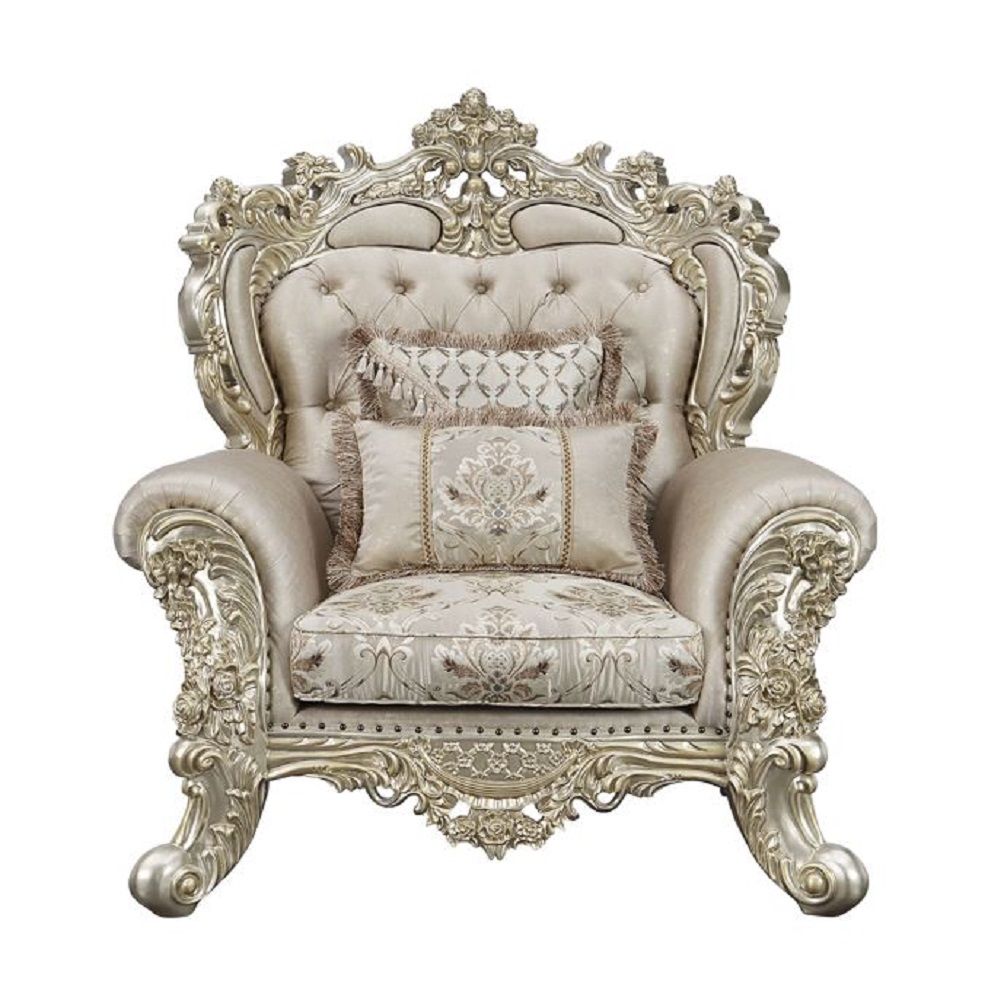ACME Danae - Chair - Fabric, Champagne & Gold Finish | Meri Furniture