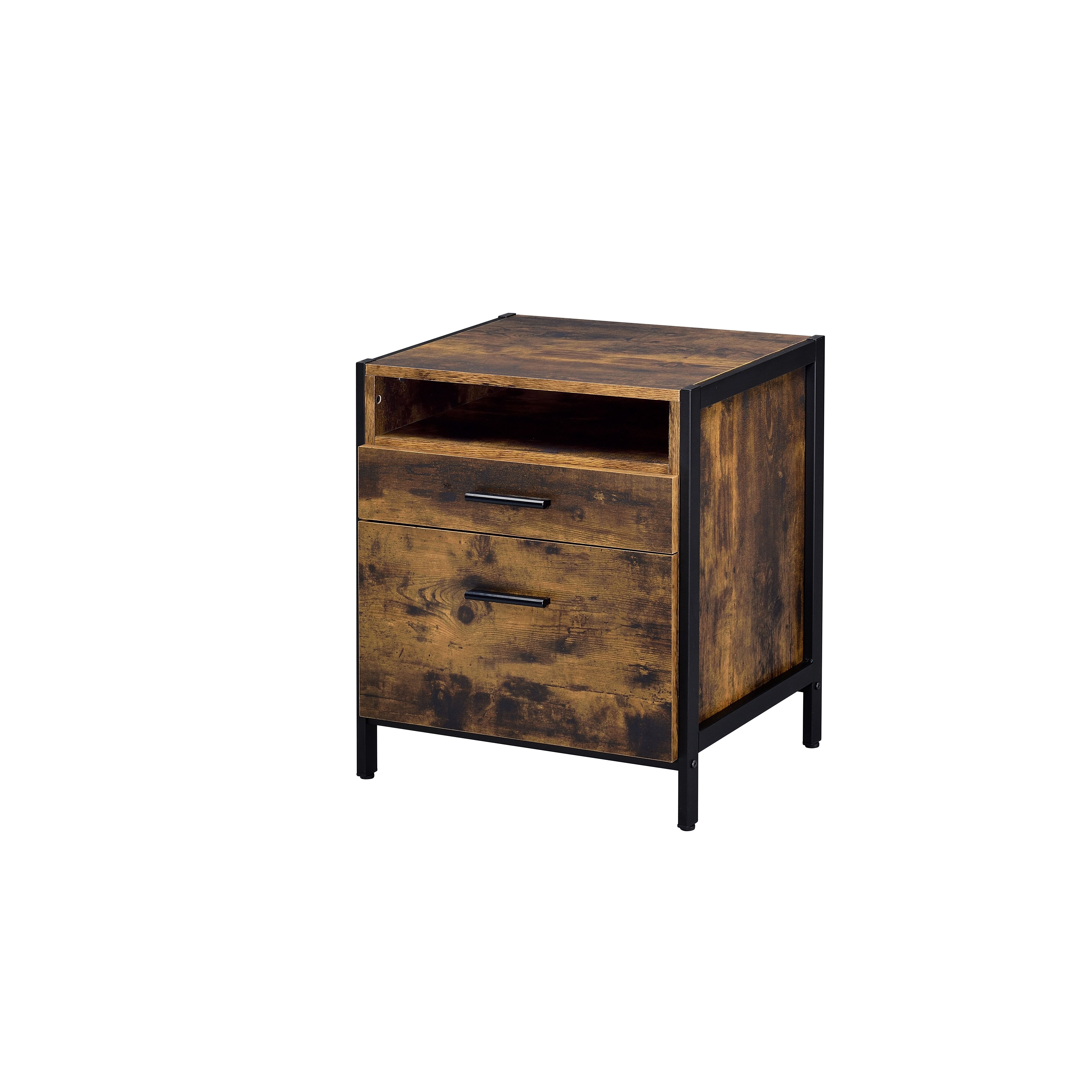 ACME Juvanth - Nightstand - Rustic Oak & Black Finish | Meri Furniture