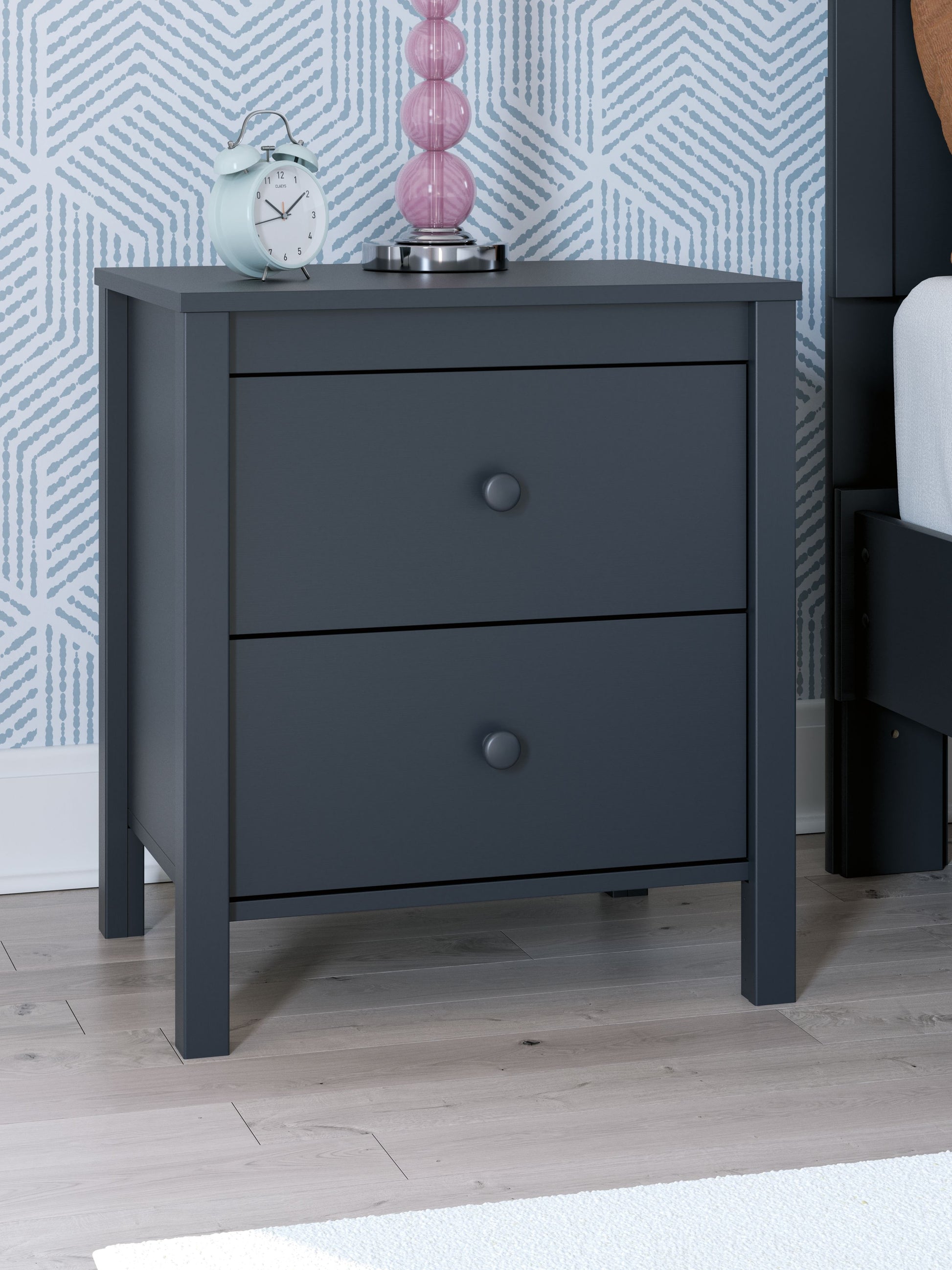 Signature Design by Ashley® Simmenfort - Navy Blue - Two Drawer Night Stand | Meri Furniture