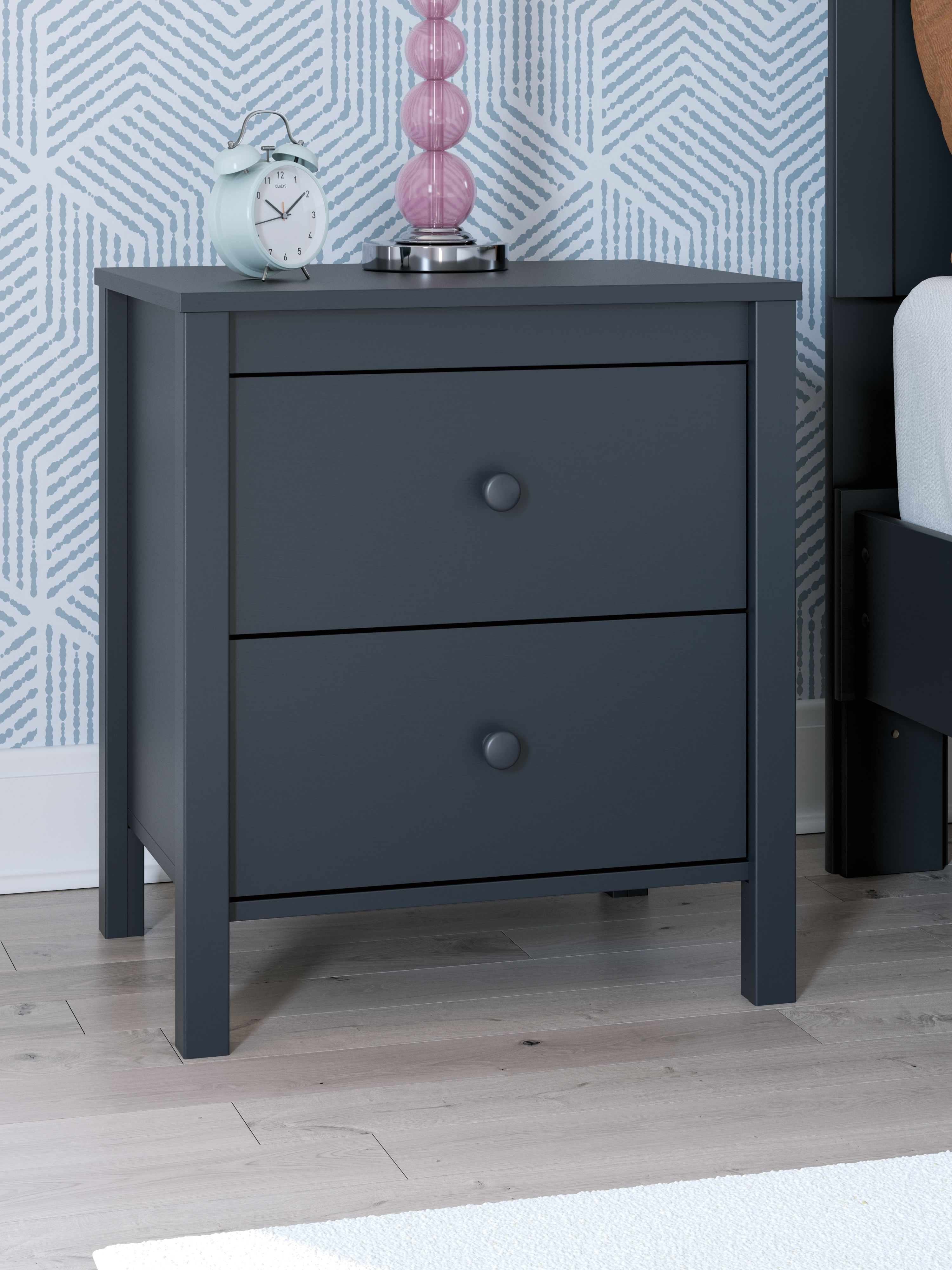 Signature Design by Ashley® Simmenfort - Navy Blue - Two Drawer Night Stand | Meri Furniture