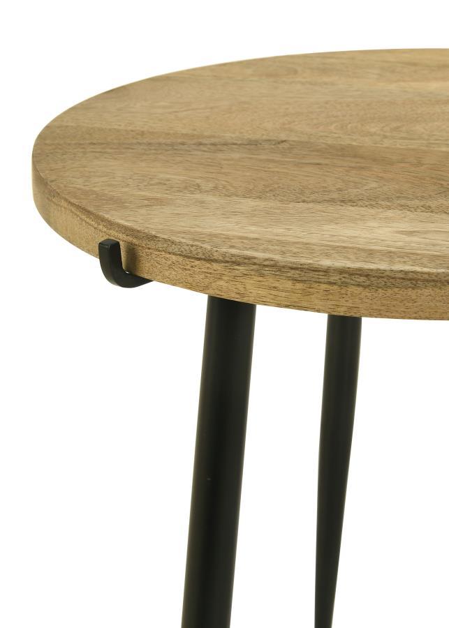 Coaster Fine Furniture Pilar - Round Solid Wood Top End Table - Natural And Black | Meri Furniture