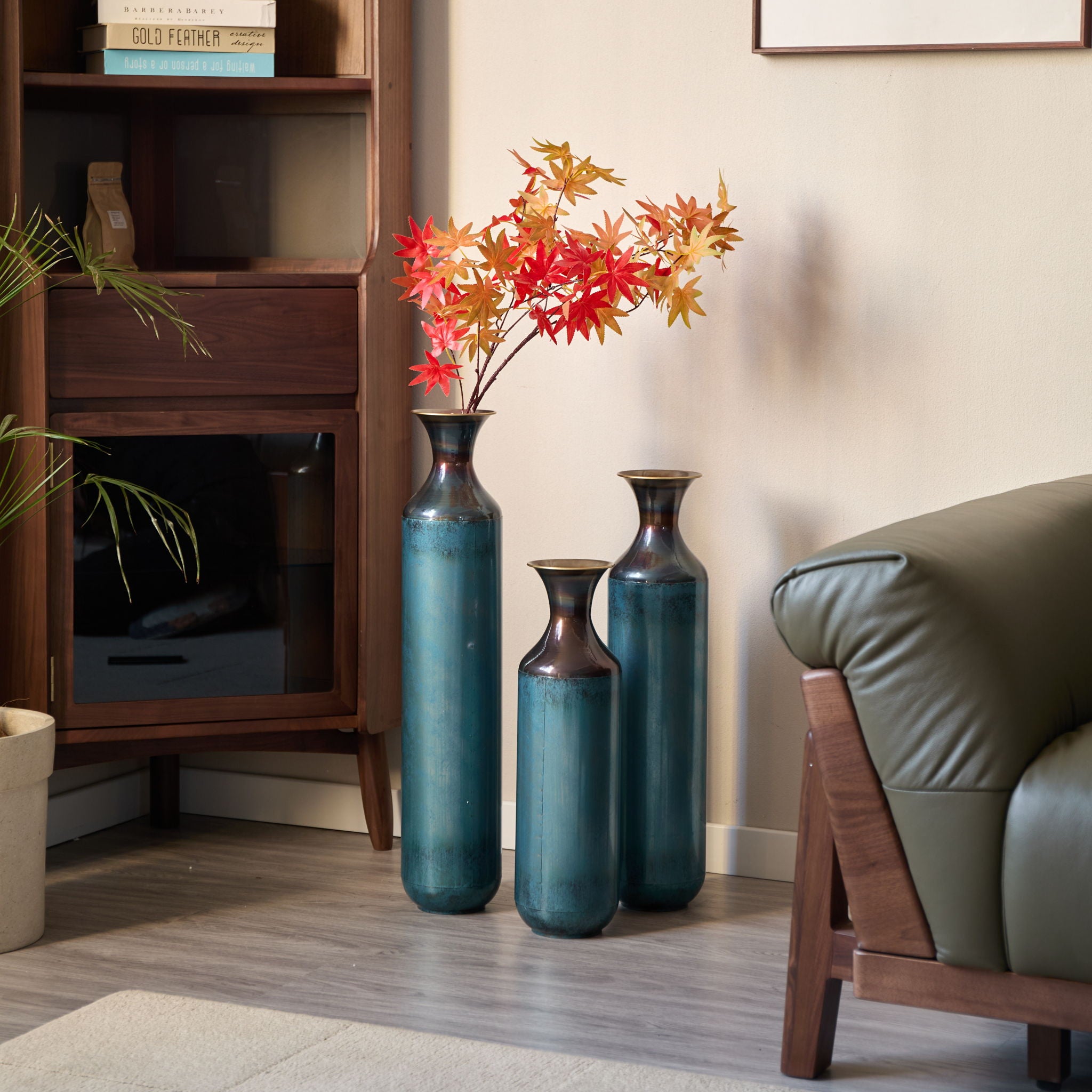 Modern Droplet Shaped Floor Vase Set, 3 Piece Home Decor