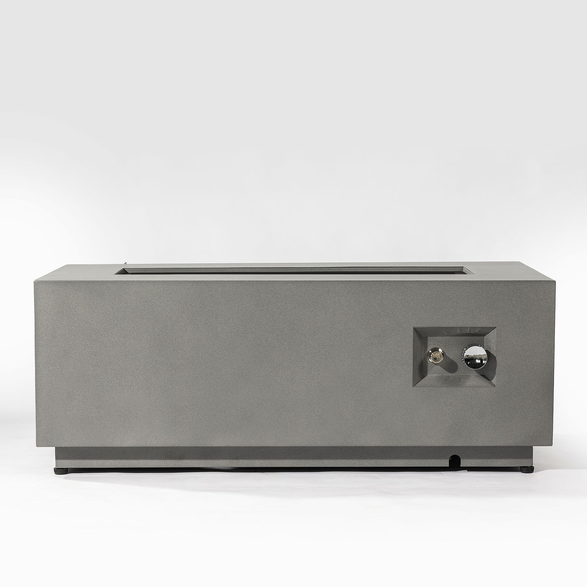 42" Propane Gas Fire Pit Table, 50000 Btu Rectangular Steel Fire Pit With Glass Wind Guard For Outside Patio Deck Garden Courtyard - Gray