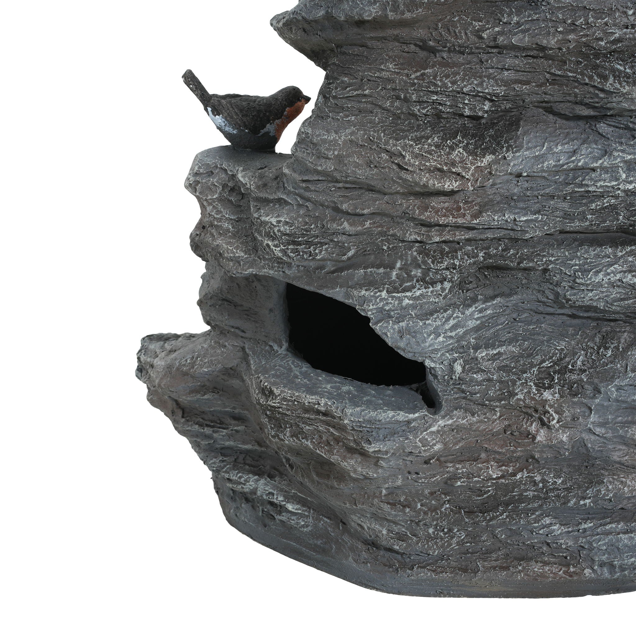 Concrete Rock Waterfall Fountain With LED Lights, Outdoor Garden Decor