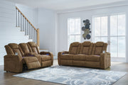 Signature Design by Ashley® Wolfridge - Brindle - 2 Pc. - Power Reclining Sofa, Power Reclining Loveseat With Console | Meri Furniture