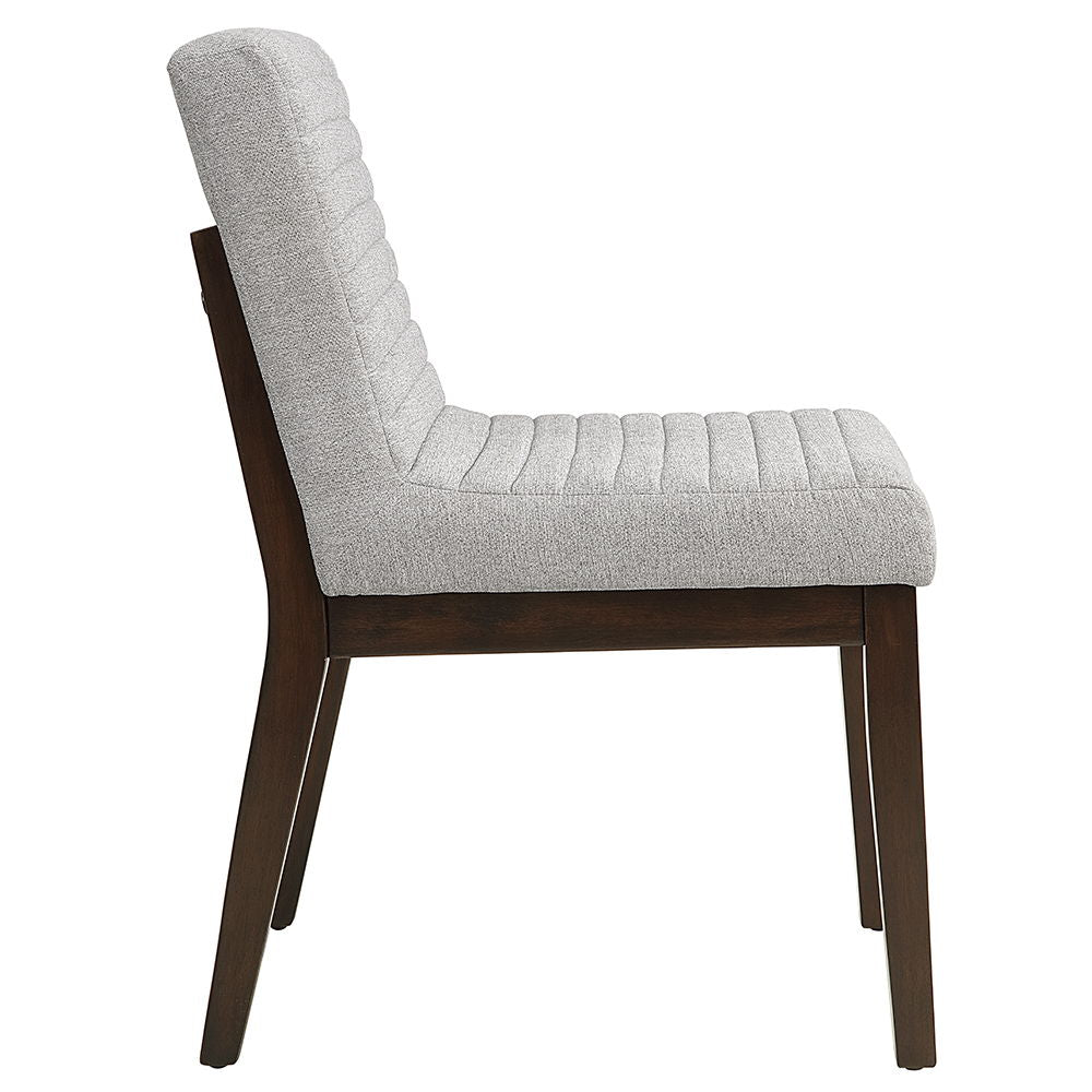 ACME Edwyn - Side Chair (Set of 2) - Gray Fabric & Brown Finish | Meri Furniture