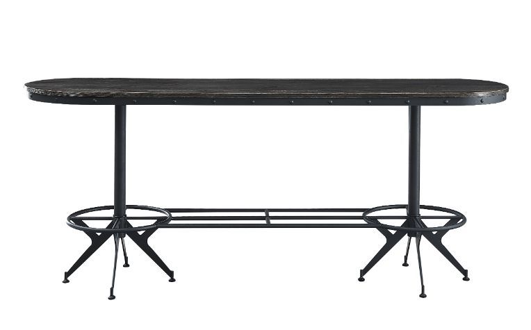 ACME Zangief - Counter Height Table - Salvaged Brown & Black Finish | Meri Furniture