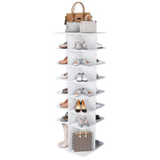 7 Tier Square Rotating Shoe Rack Tower With 360° Spinning Organizer - White
