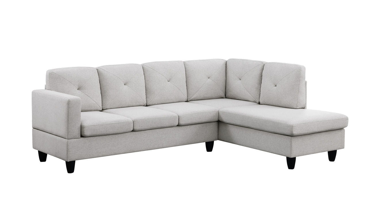 Santiago 96"W Light Gray Linen Sectional Sofa with Right Facing Chaise
