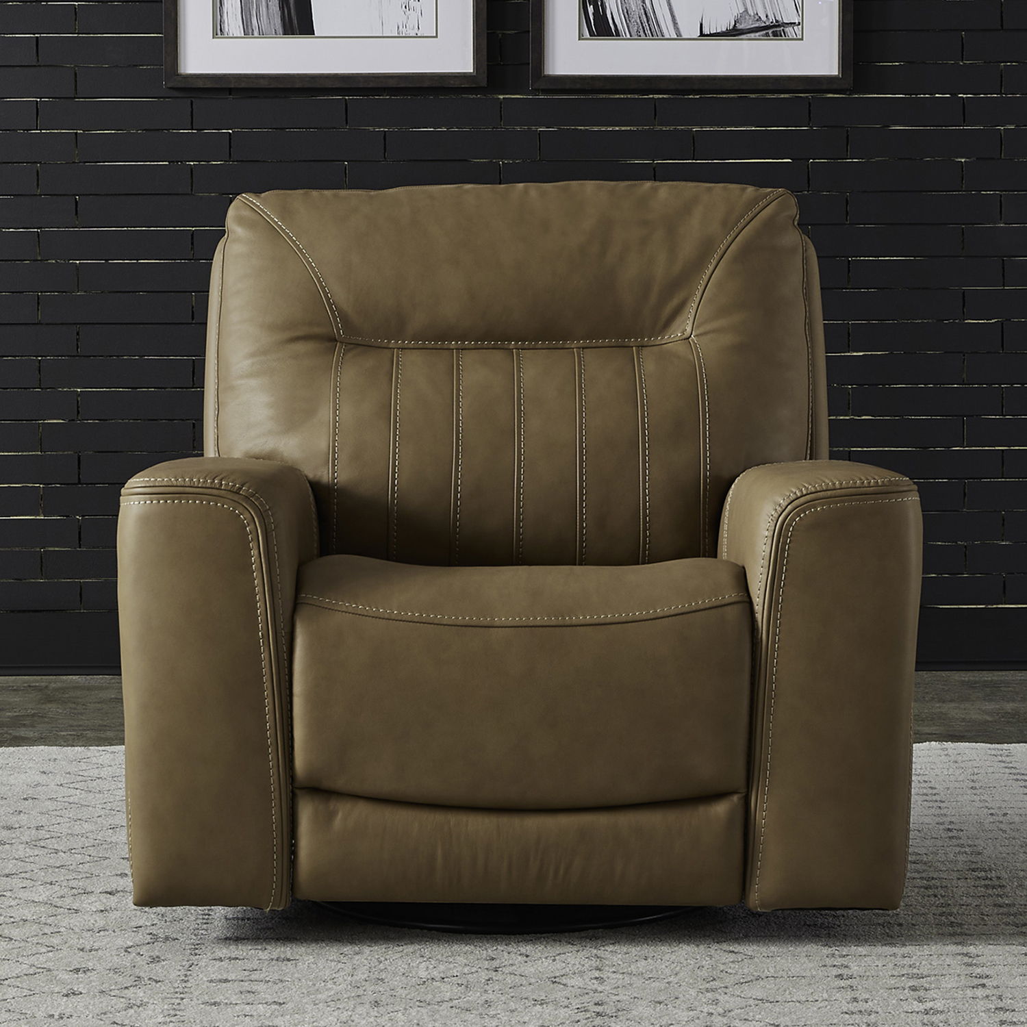 Liberty Furniture Bennett - Swivel Glider Recliner P2 - Butternut - Butternut Leather | Meri Furniture