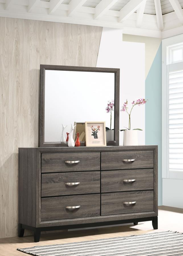 Coaster Fine Furniture Watson - 6-Drawer Dresser With Mirror - Gray Oak | Meri Furniture