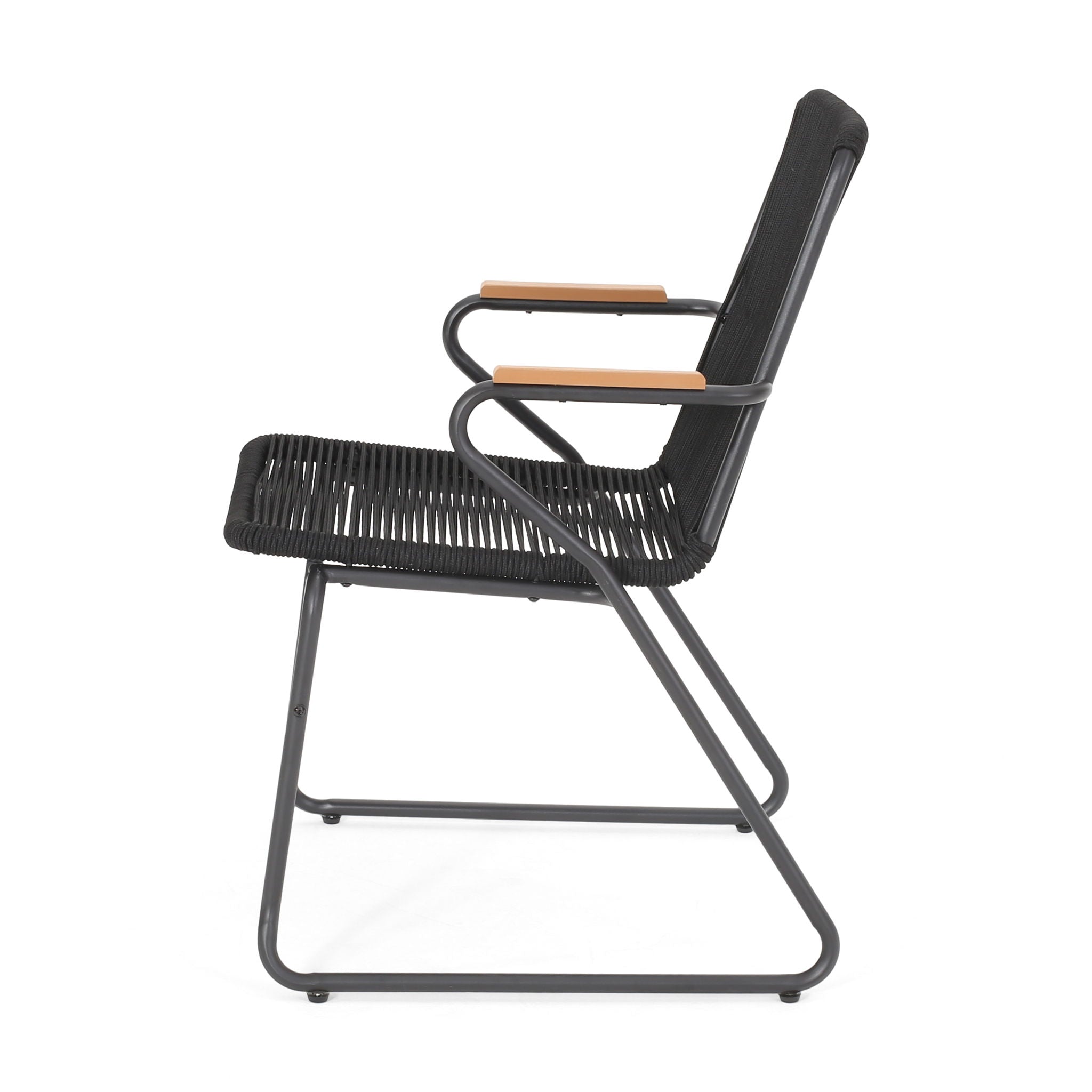 Moonstone - Outdoor Club Chair Set With Rope Weave Design - Black