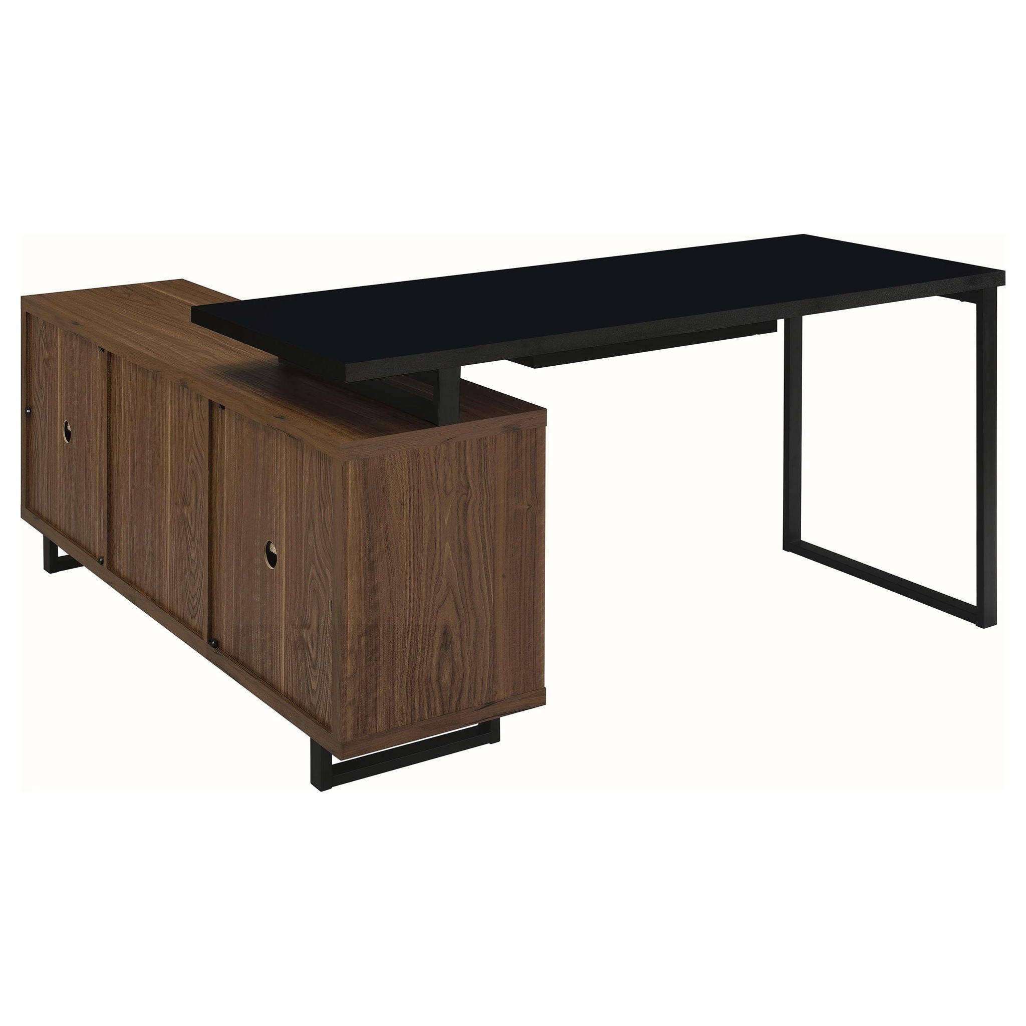 Rodger - L Shape Office Desk With Storage, Workstation For Home Or Office - Walnut
