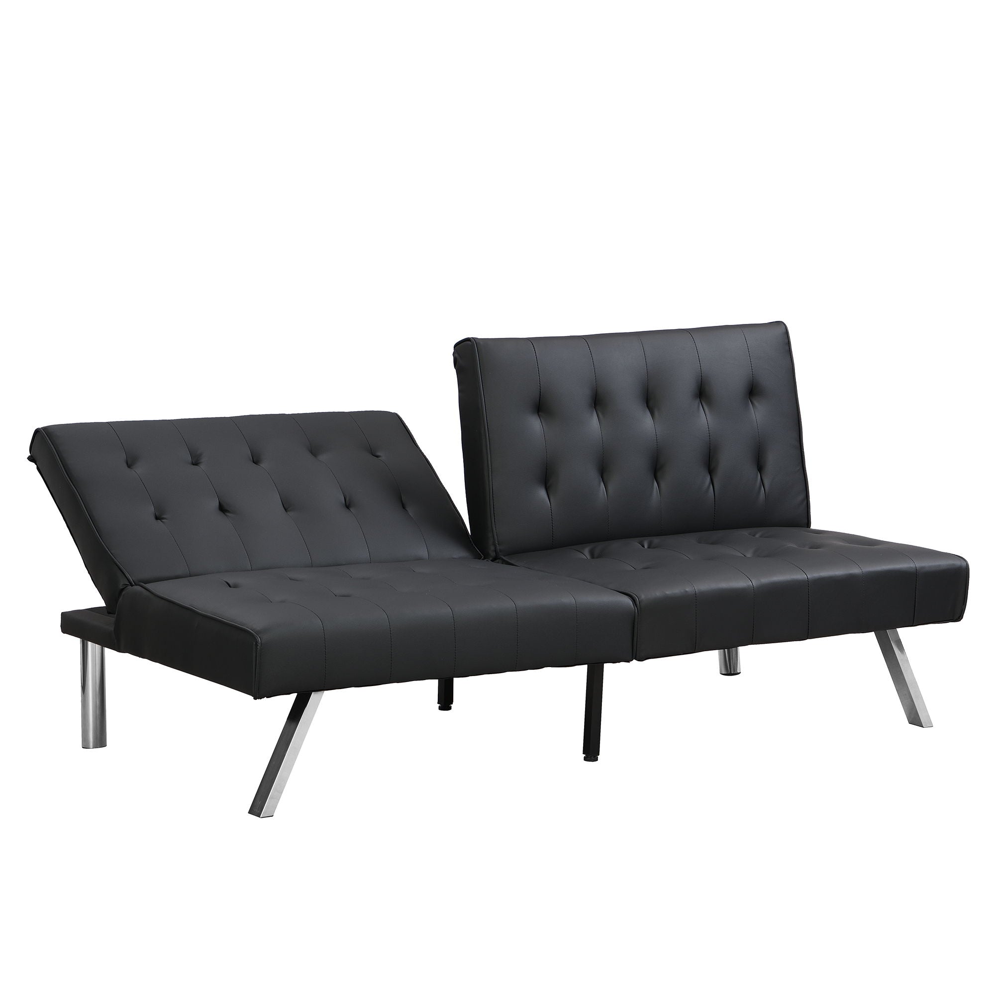 Contemporary Wood Frame Sofa Bed With Stainless Legs - Black