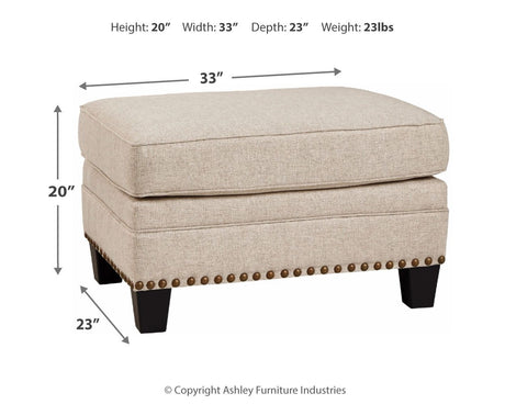 Ashley Furniture Claredon - Linen - Ottoman | Meri Furniture