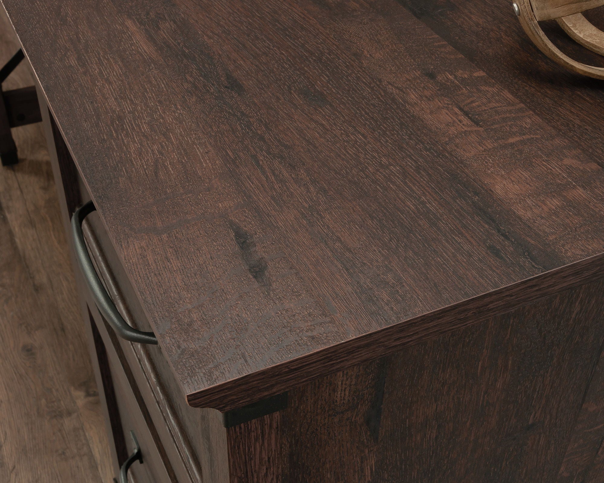 Single Pedestal Desk with Drawers, Coffee Oak
