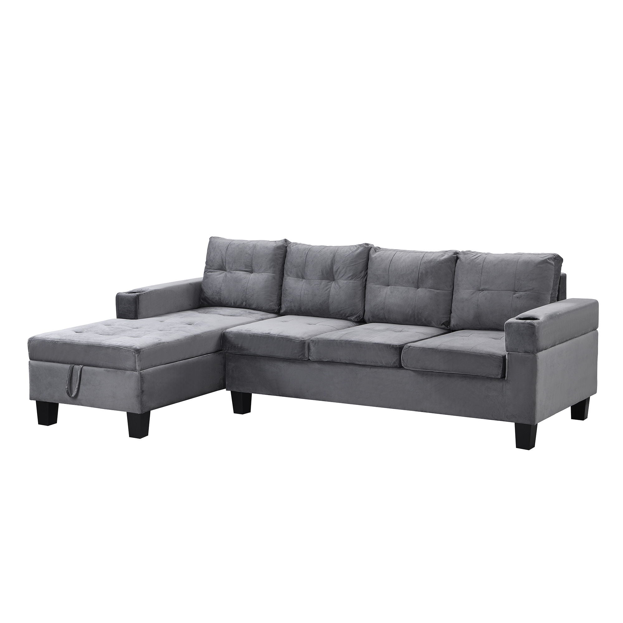 Modern Sectional Sofa Set With L Shape Chaise Lounge And Storage