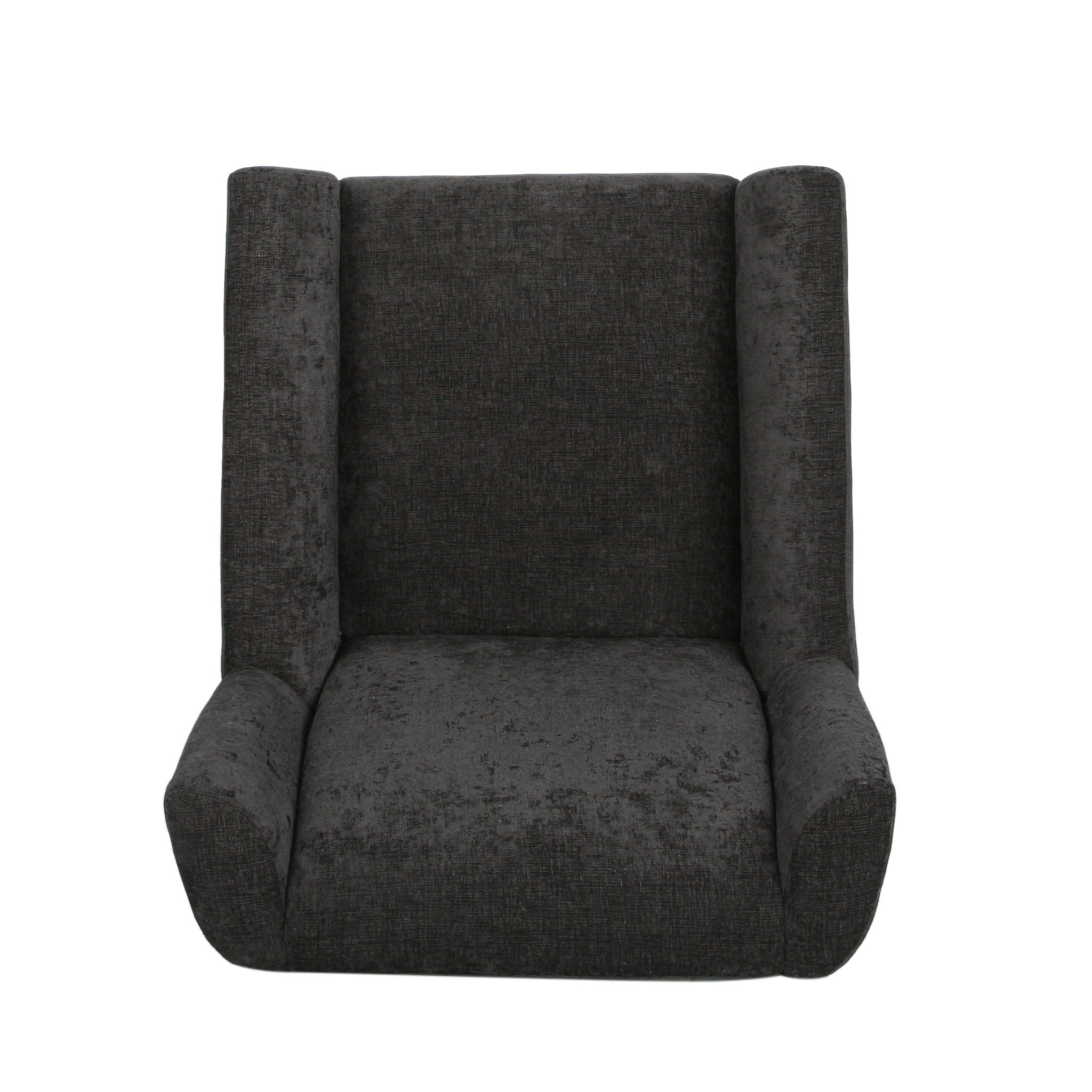 Contemporary Swivel Chair With Wingback Design - Black
