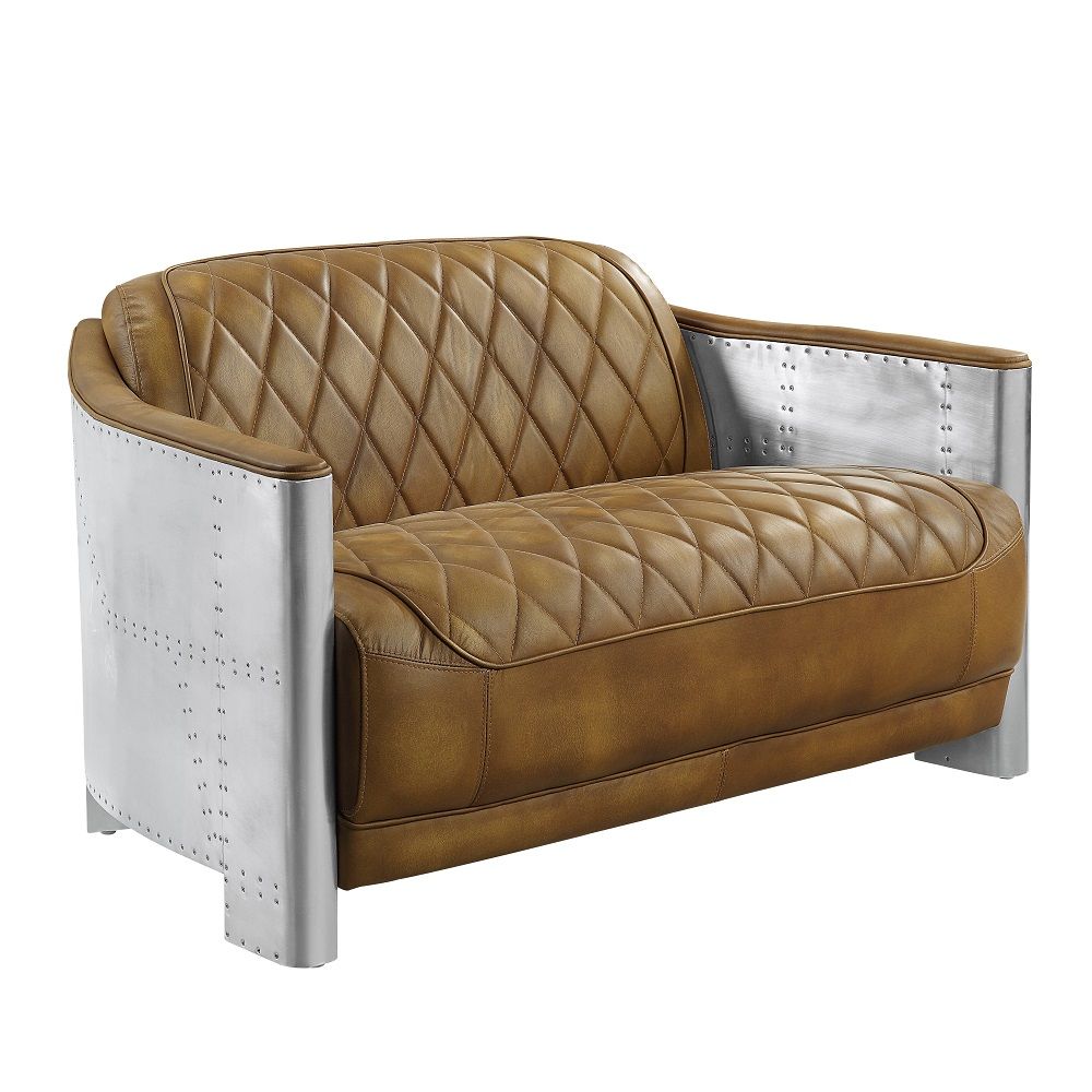 ACME Sedna - Loveseat - Espresso & Aluminum | Meri Furniture