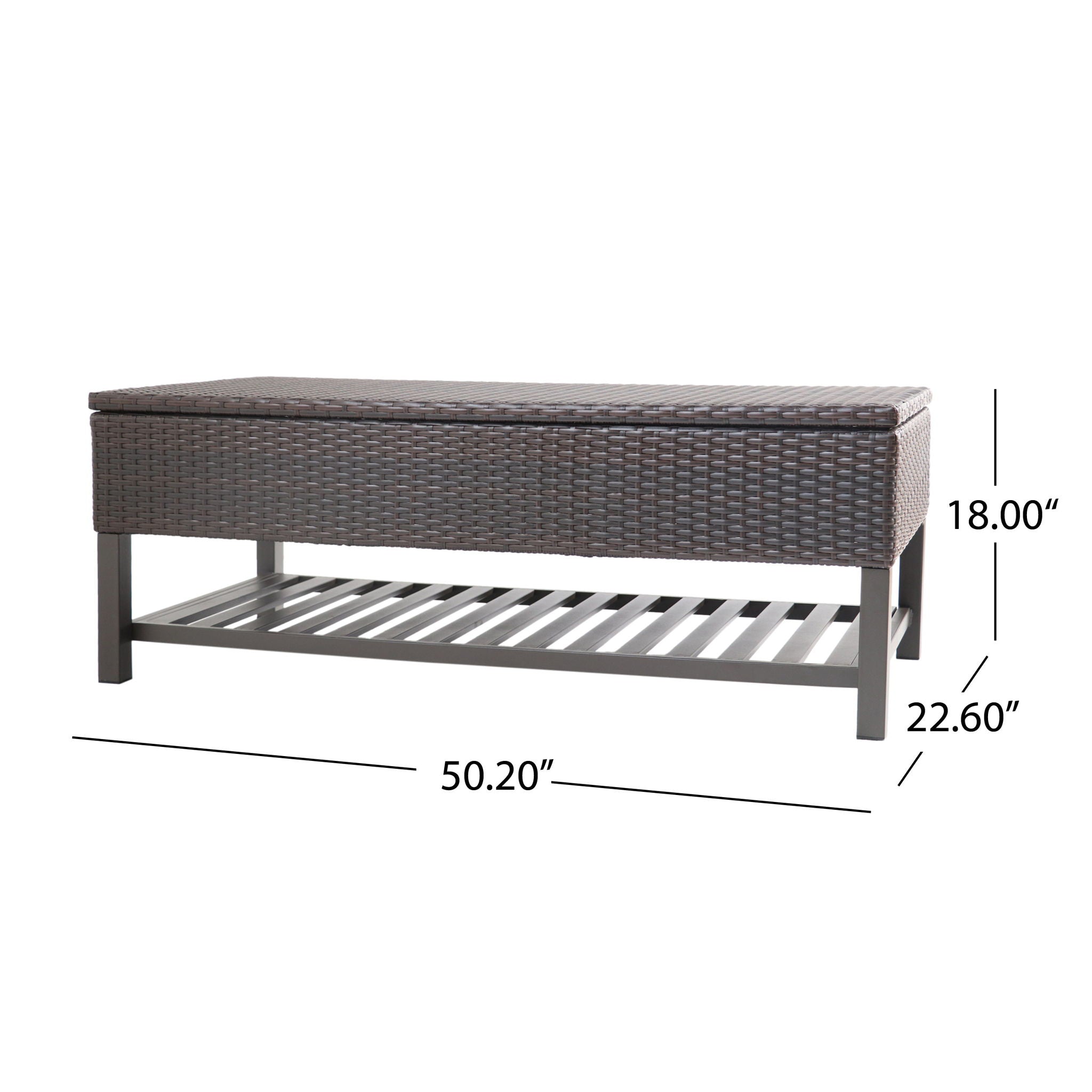 Regent - Storage Bench With Metal Rack - Brown Multi