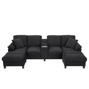 Modern U-Shaped Sectional Sofa With Storage Ottomans