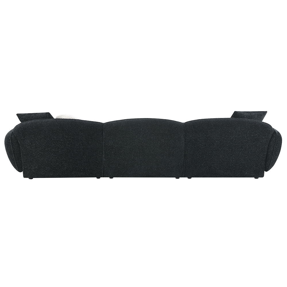 Lucifer - Sectional Sofa With 3 Pillows - Black Shimmer Chenille