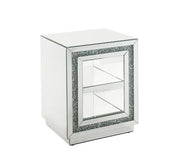 Noralie - 24"H End Table With 2 Tier Shelf - Mirrored & Faux Diamonds