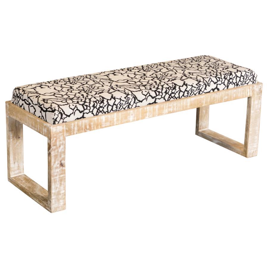 Coaster Fine Furniture Aiden - Fabric Upholstered Accent Bench - Distressed White | Meri Furniture