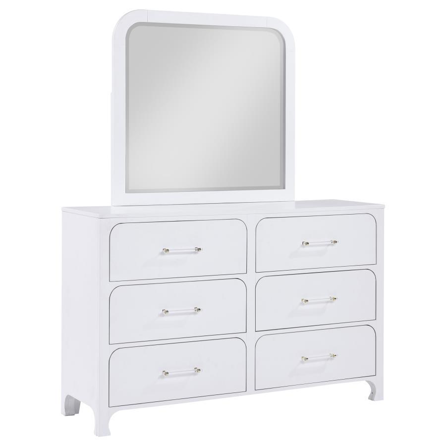 Coaster Fine Furniture Anastasia - 6-Drawer Dresser With Mirror - Pearl White | Meri Furniture
