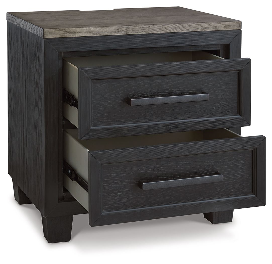 Signature Design by Ashley® Foyland - Black / Brown - Two Drawer Night Stand | Meri Furniture