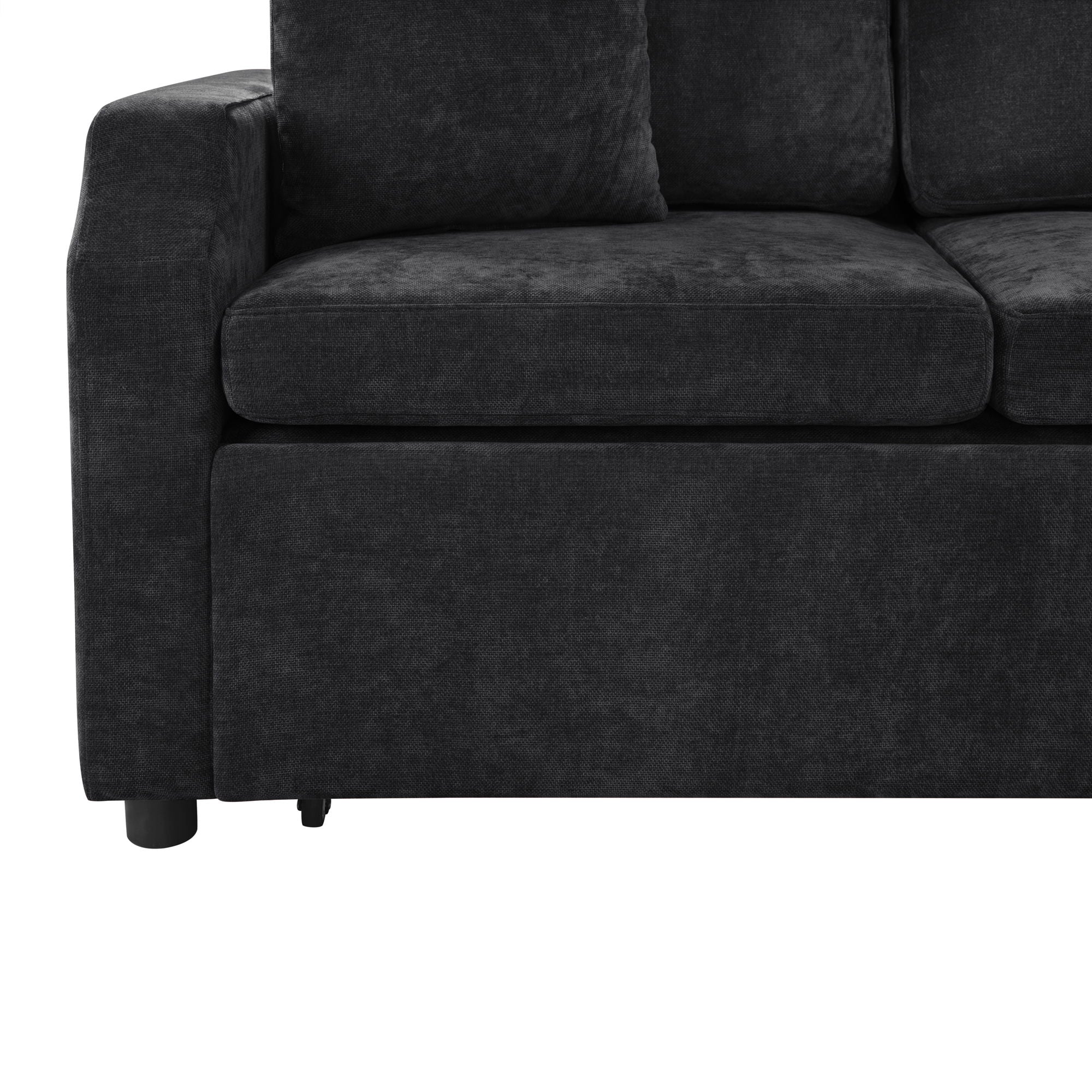 Modern L Shaped Sectional Sofa Bed With Hidden Storage Chenille Upholstery