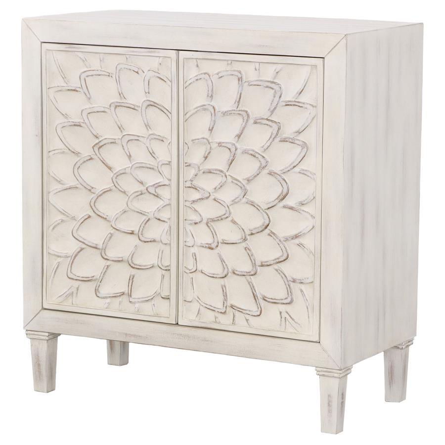 Coaster Fine Furniture Clarkia - Accent Cabinet With Floral Carved Door - White | Meri Furniture