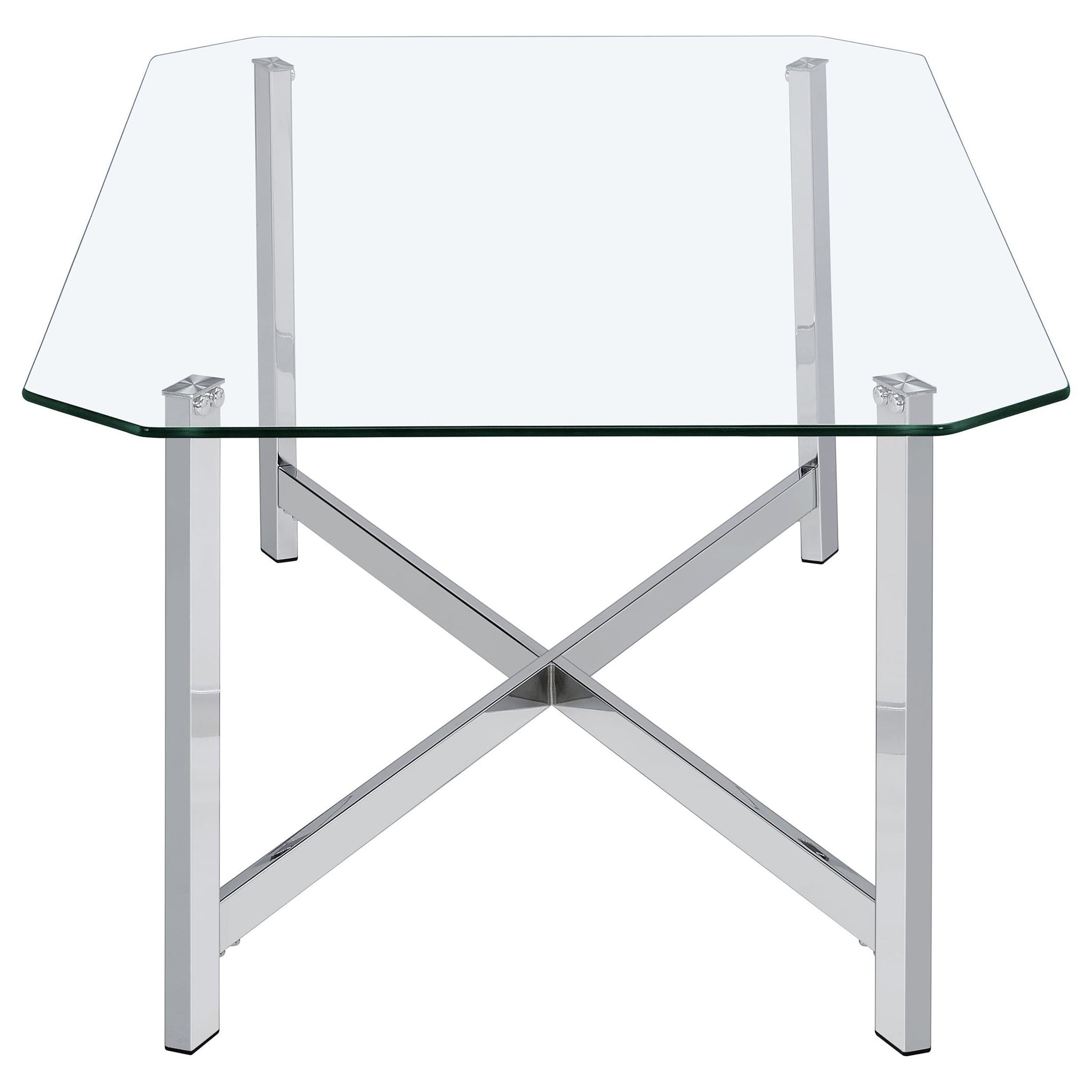 Cronin 2-piece Tempered Glass Top Coffee Table Set Chrome