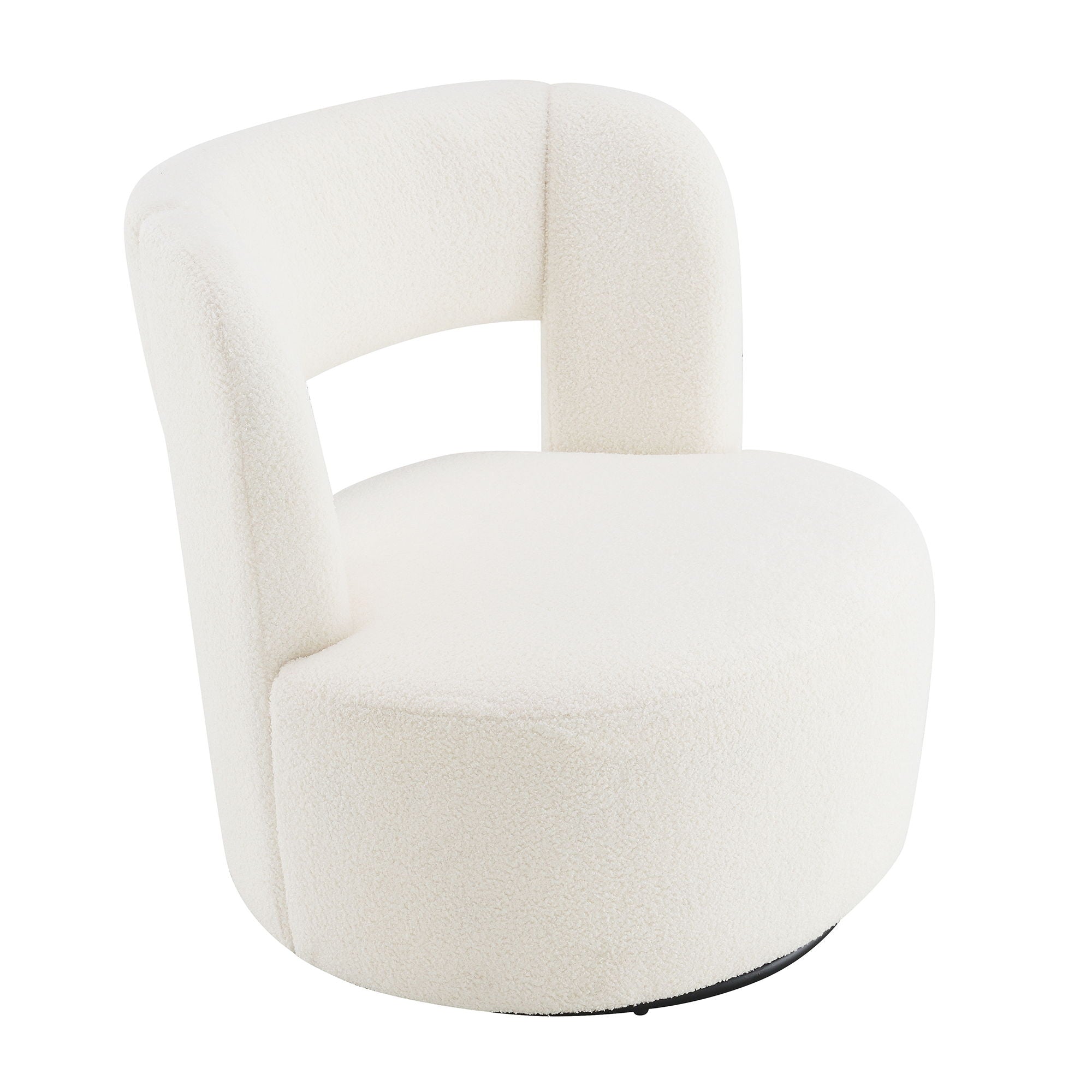 Swivel Comfy Round Barrel Chair With Soft Teddy Fabric For Living Room