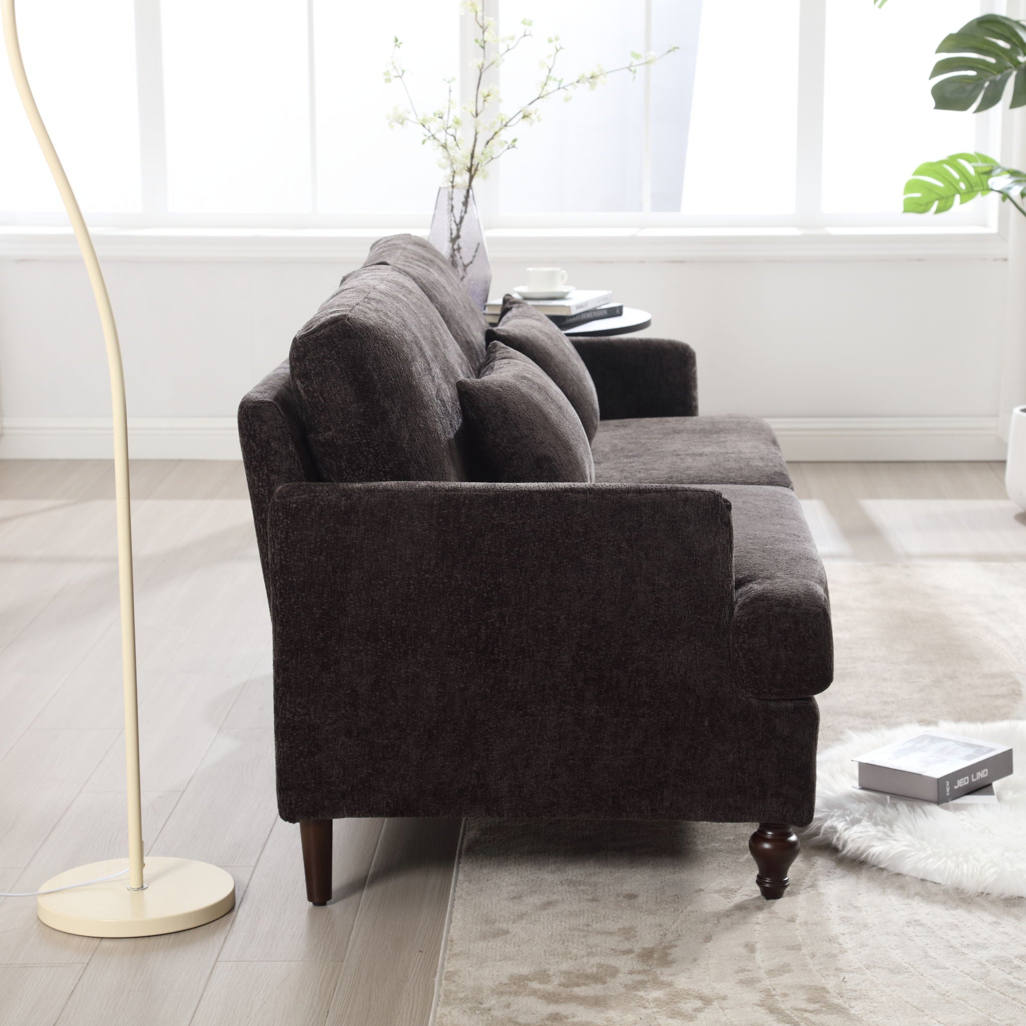Mid Century Modern Fabric Loveseat Sofa, 2 Seat Upholstered Couch