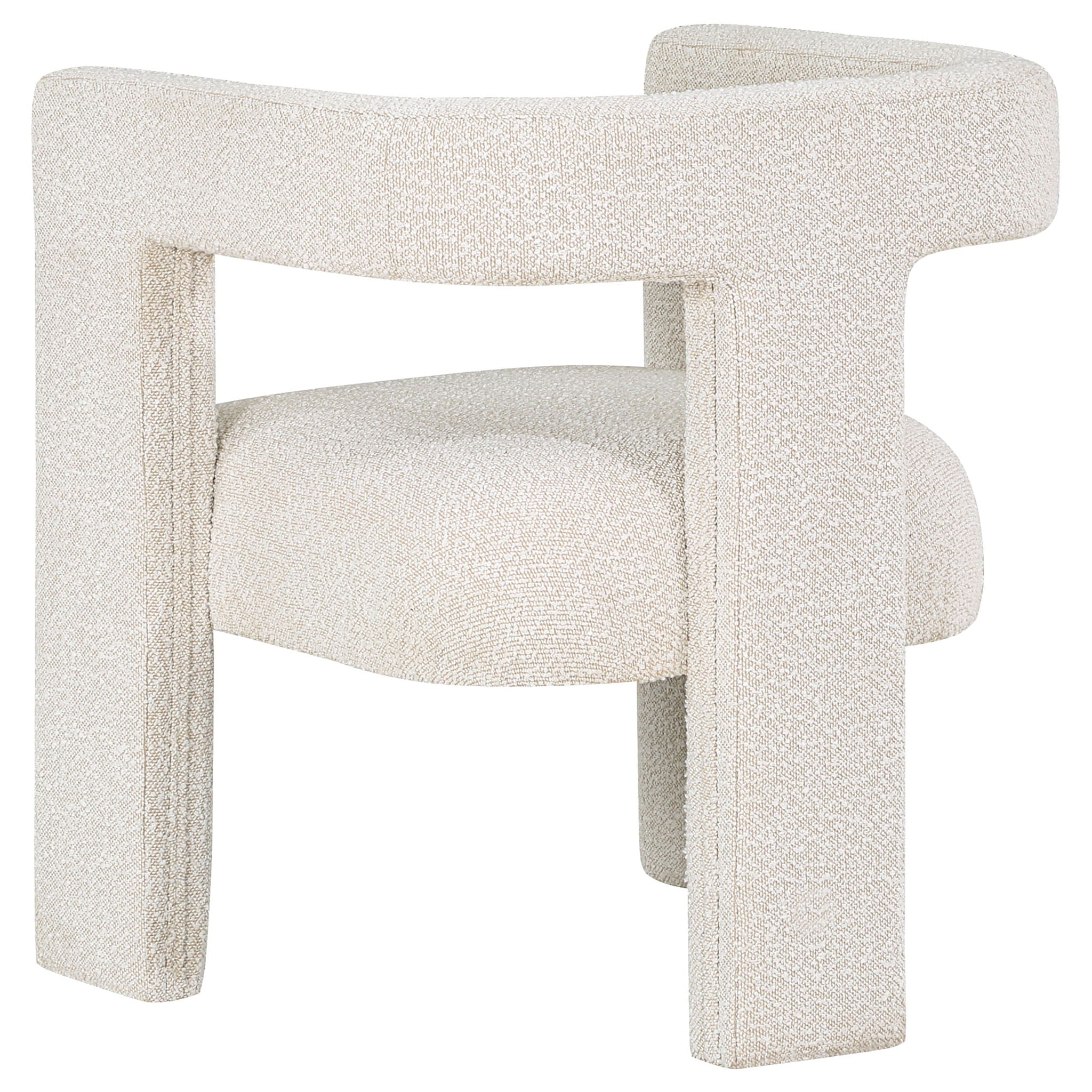 Verda - Upholstered Accent Side Chair In Soft With Rounded Open Back And 3 Leg Base - White