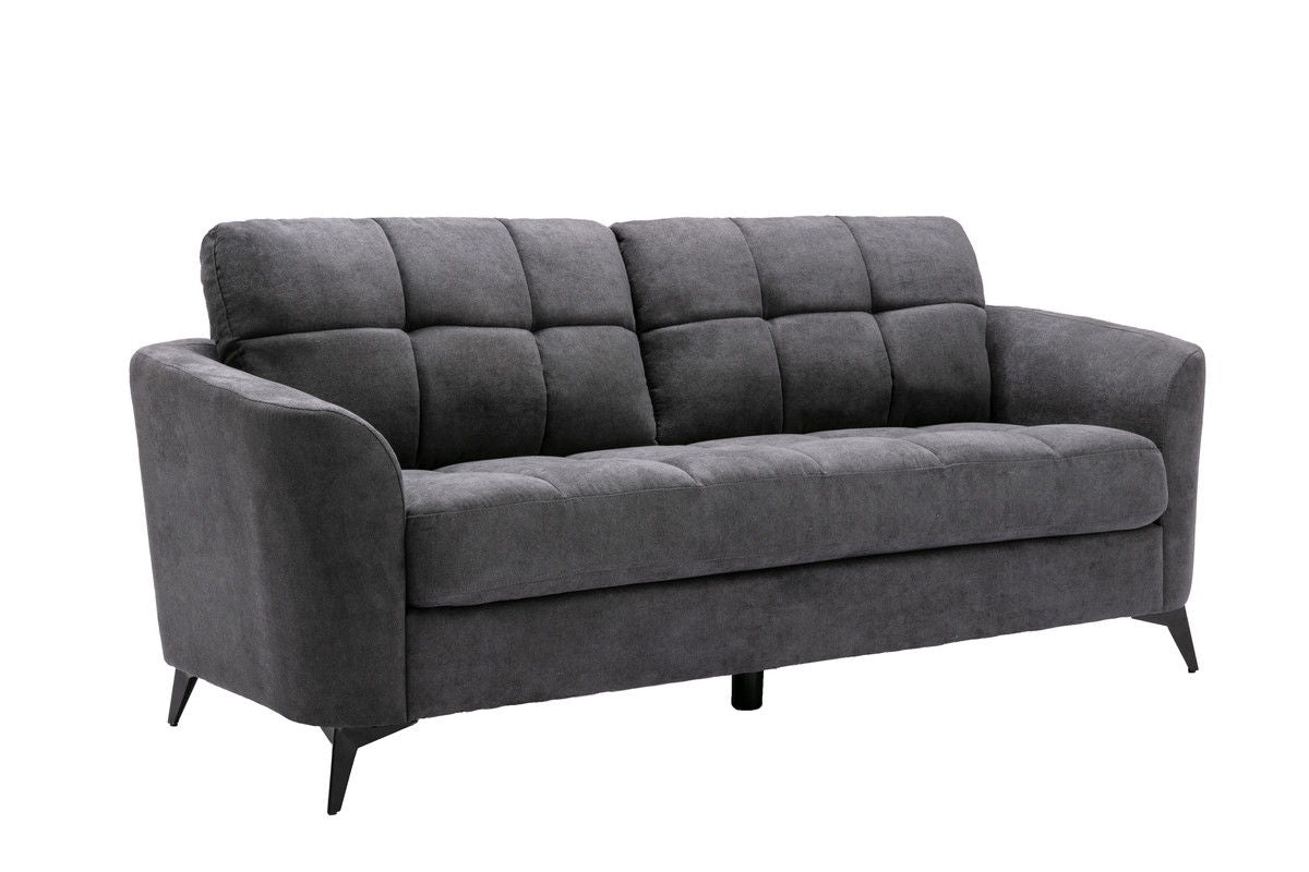 Callie Gray Woven Fabric Sofa Loveseat Living Room Set