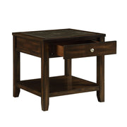ACME Cilnia - End Table - Marble & Walnut | Meri Furniture