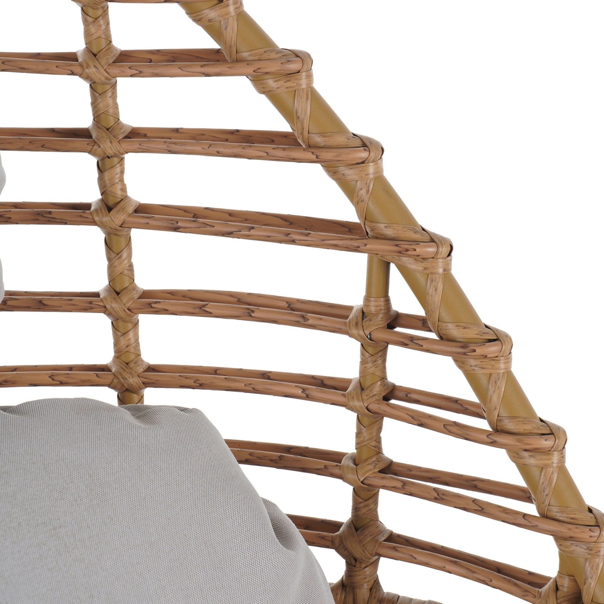 Ellis - Outdoor Wicker High Back Lounge Chair, Teak Finished Leg - Light Brown / Beige