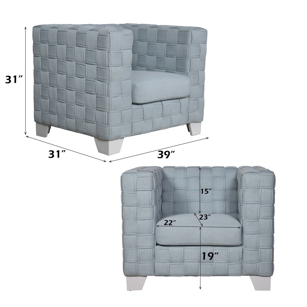 Saree - Chair - Light Teal Chenille & White