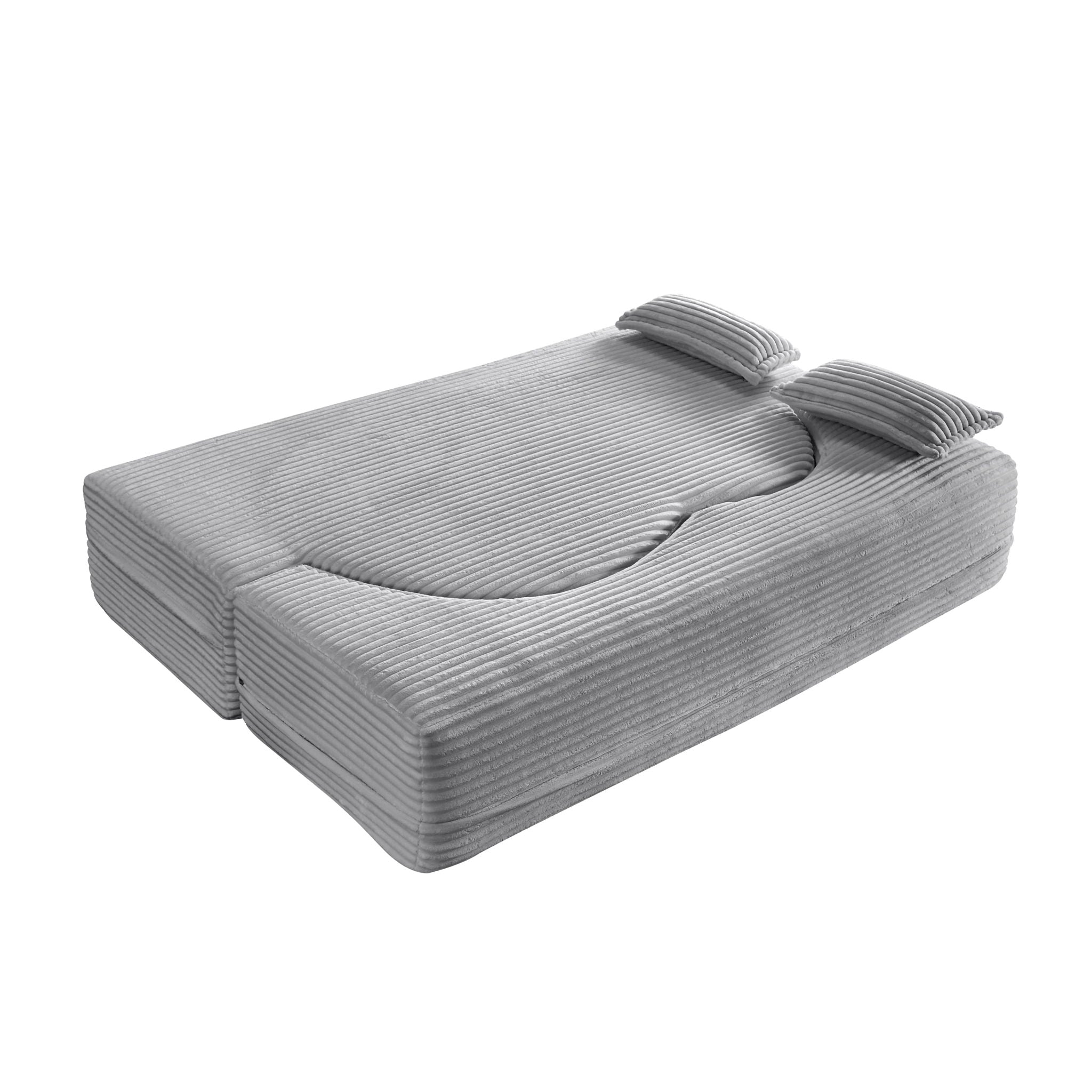 Floor Convertible Sleeper Sofa Bed With 2 Pillows