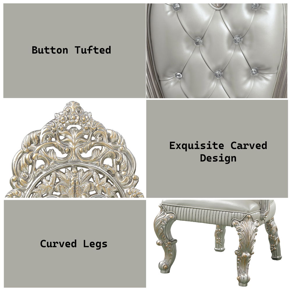 Sandoval - Arm Chair Set of 2) - Beige Synthetic Leather & Champagne