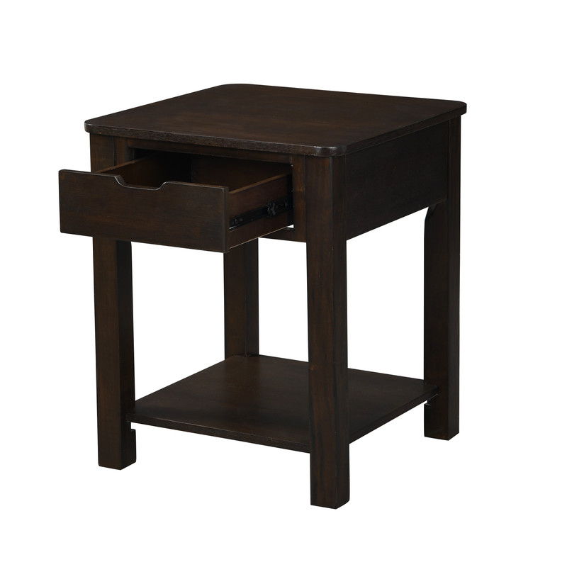 Flora 20"W Dark Brown MDF End Table with Drawer