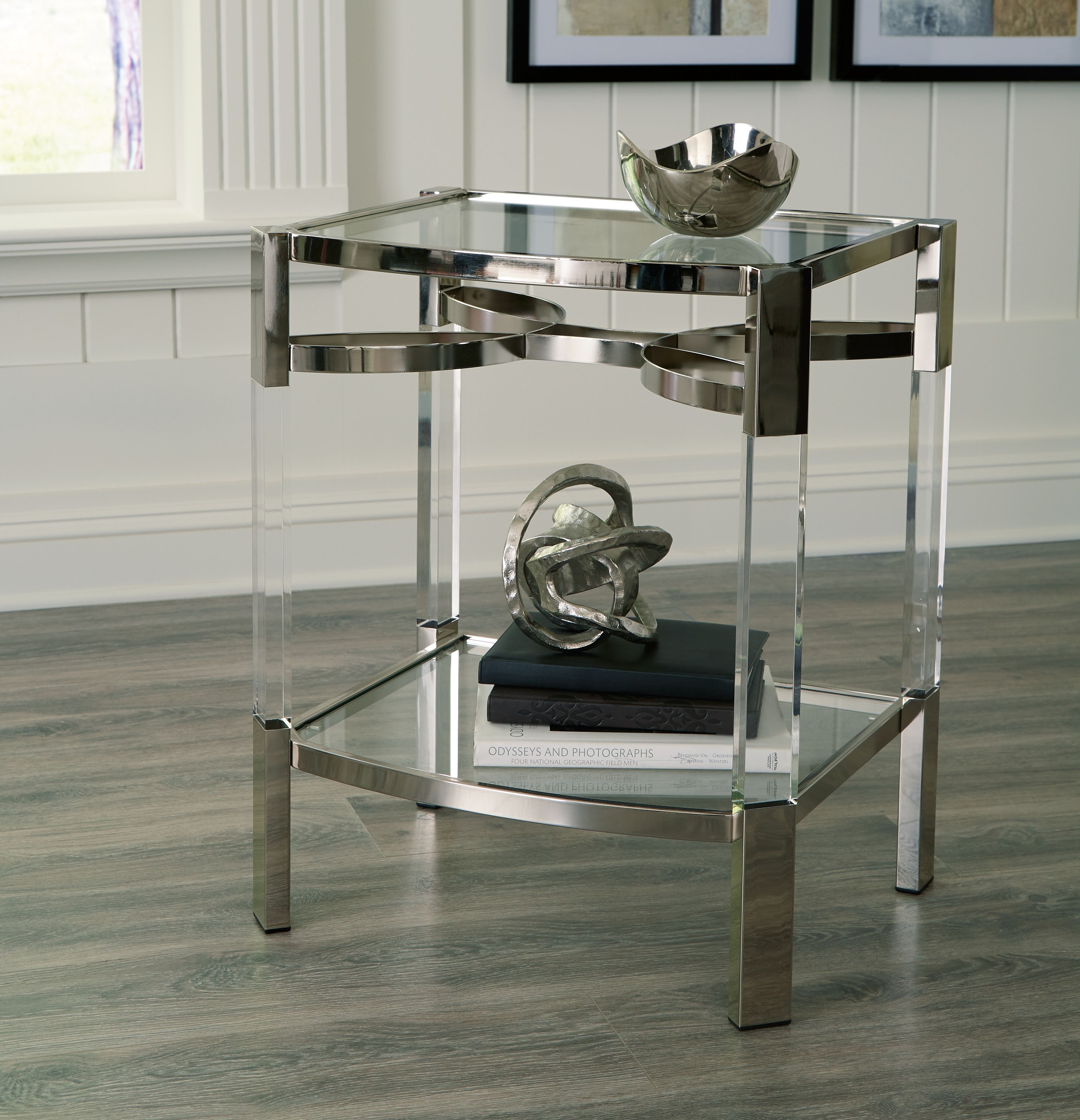 Ashley Furniture Chaseton - Clear / Silver Finish - Accent Table | Meri Furniture