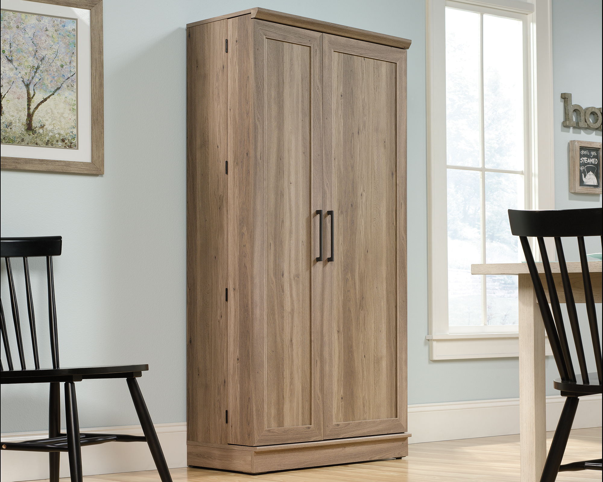Tall Storage Cabinet in Salt Oak