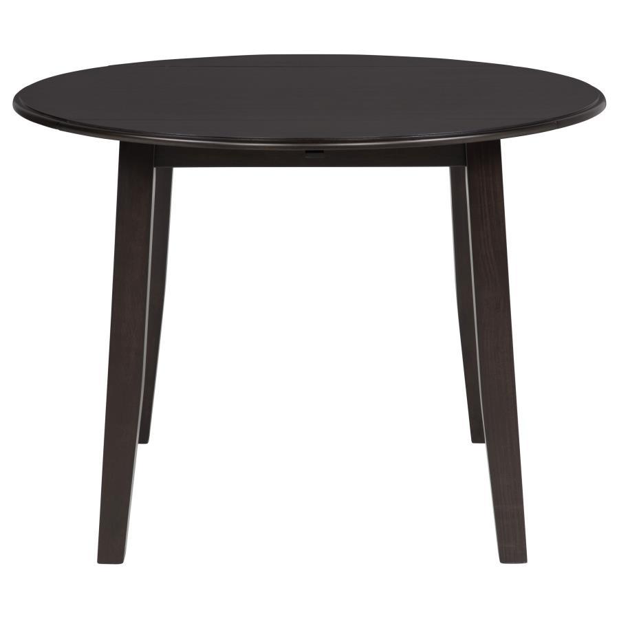 Catley - 5 Piece Round Drop Leaf Dining Table Set - Dark Coffee